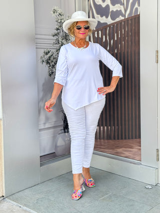 WHITE ASYMMETRIC TOP