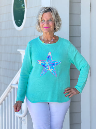 BEACH CLUB SEAFOAM STARFISH SWEATER LULU-B