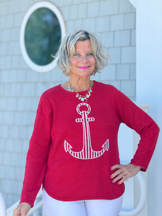 DOCKSIDE RED NAUTICAL STRIPE ANCHOR LULU-B