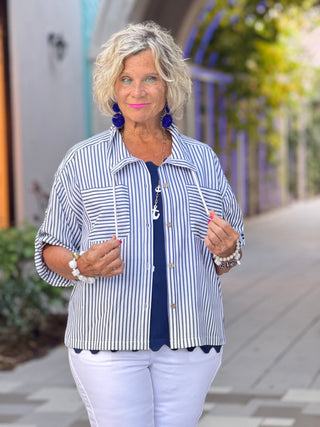 FRENCH RIVIERA NAVY SEERSUCKER JACKET Cathys Place