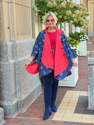 Navy / Red Reversible Rain Cape - Anchor Collection