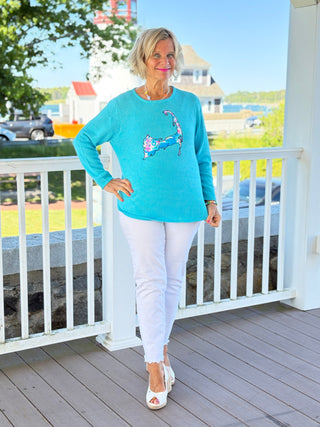 BEACH CLUB AQUA CAPE COD MAP SWEATER LULU-B