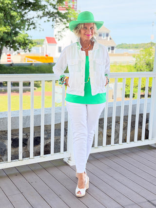 HARBOR LIGHTS GREEN LINEN JACKET Cathys Place