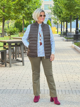 LULU-B OLIVE SHORT   PUFFER VEST