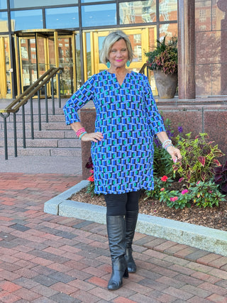 LULU-B Seaport Geo Notch Sleeve Dress