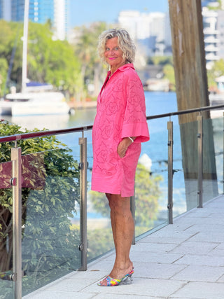 Women's Eyelet Cotton Candt Floral Shift Dress Cathys Place