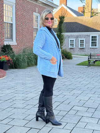 CARDIGAN PLUSH SOFT BLUE CARDIGAN SWEATER