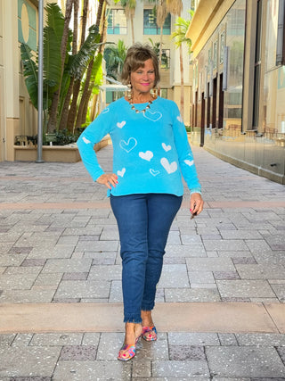 AQUA HEART CHENILLE SWEATER