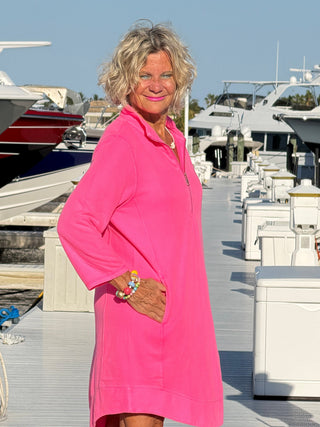 LULU-B HOT PINK TEXTURED DRESS LULU-B