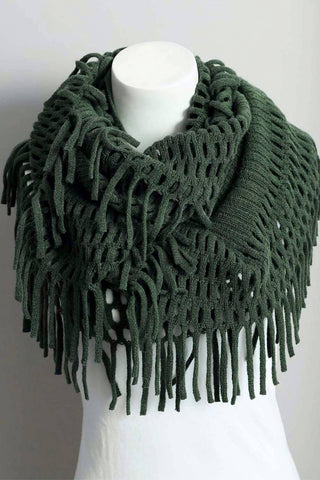 Tassel Fringe Knit Infinity Scarf - Bestselling Design Leto Accessories