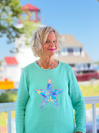 BEACH CLUB SEAFOAM STARFISH SWEATER LULU-B