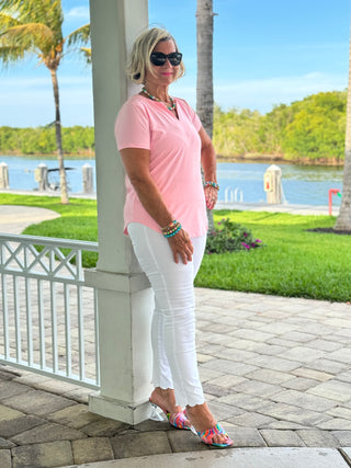 CLEAR PINK SHORT SLEEVE TOP