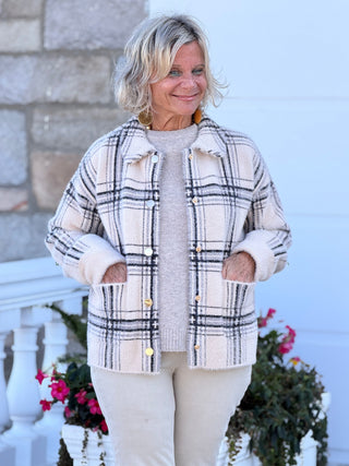 Short Plaid Knit Jacket CHARLIE B