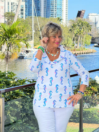 LULU B SHORELINE CHARM RUFFLE TOP
