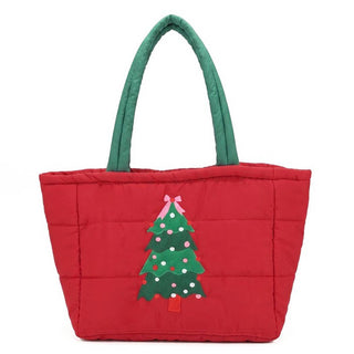 Christmas Tree Quilted Puffer Tote 3AM BY H&D ACCESSORIES