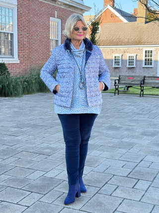LULU-B AUBREY NAVY FAUX FUR JACKET
