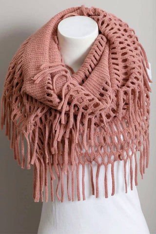 Tassel Fringe Knit Infinity Scarf - Bestselling Design Leto Accessories
