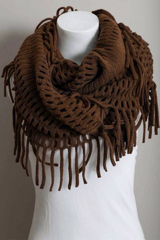 Tassel Fringe Knit Infinity Scarf - Bestselling Design Leto Accessories