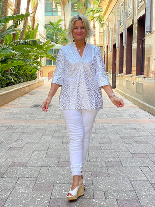 LULU-B LEME WHITE SILVER TUNIC