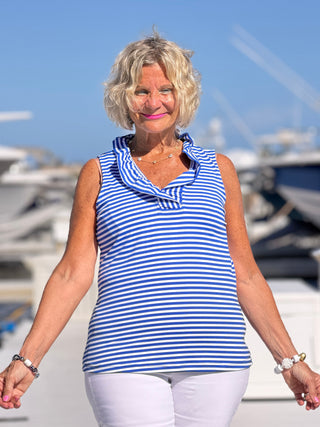 NAUTICAL BLU SLEEVELESS RUFFLE LULU-B