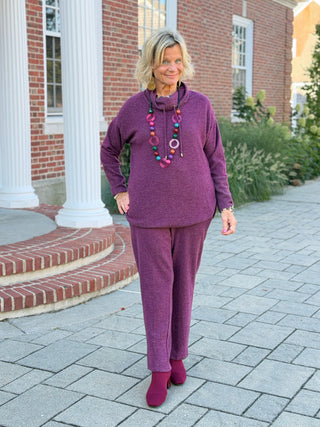 Women's Cozy Cowl Neck Solid Pullover Top FIG Cathys Place
