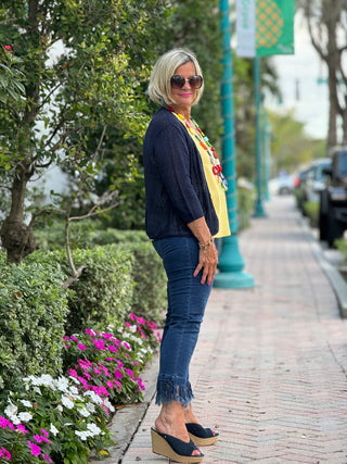 LULU-B NAVY FRINGE CAPRI - Cathys Place