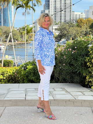 LULU B HIBISCUS COAST RUFFLE TOP LULU-B