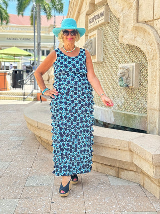 BLUE MEDALLION CHA CHA MAXI DRESS