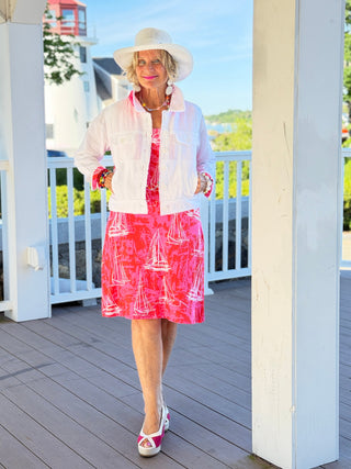 HARBOR LIGHTS RED SAILBOAT DRESS TANGO MANGO