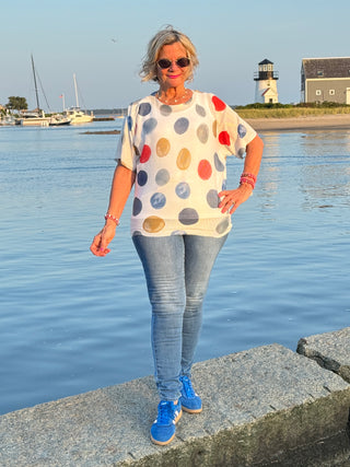 Poka Dot Dolmain top Final Sale
