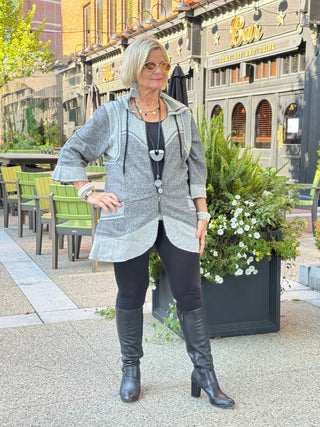 Hoodie Tunic with Contrast Bind
