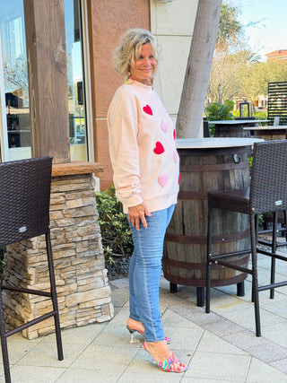 Glitter Trim Chenille Heart Valentine Sweatshirt Cathys Place