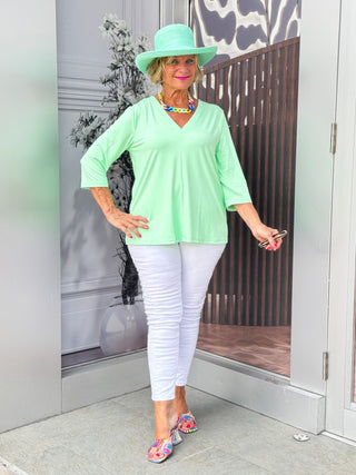 LULU-B TAILORED V CLEAR LIME TOP
