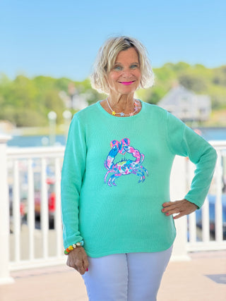 BEACH CLUB SEAFOAM CRAB SWEATER LULU b
