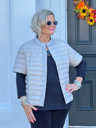 LULU-B SILVER SHORT SLEEVE PUFFER JACKET