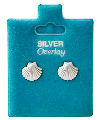 Made In USA Scallop Shell Stud Earrings Gold or Silver