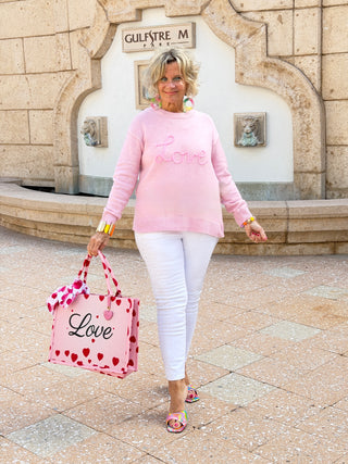Love Script Graphic Baggy Sweater - Cathys Place