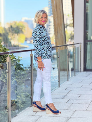 LULU B OCEAN TREASURES COLLAR SLEEVE TOP LULU-B