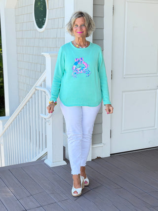 BEACH CLUB SEAFOAM CRAB SWEATER LULU b