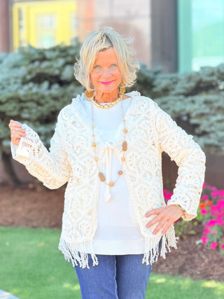 CREAM CROCHET CARDIGAN Cathys Place
