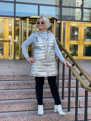 SILVER METALLIC PUFFER VEST