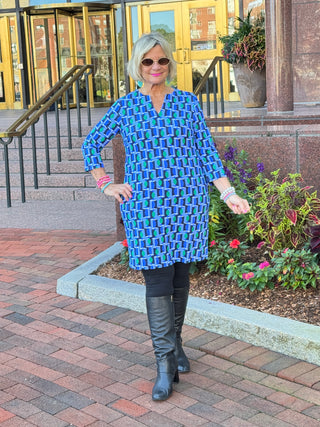 LULU-B Seaport Geo Notch Sleeve Dress