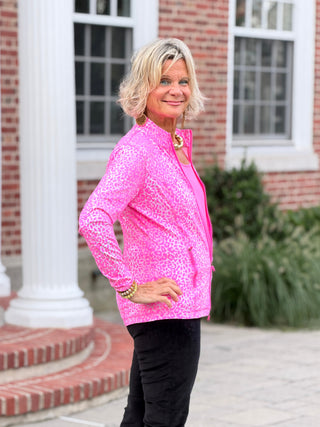 LULU B SPARKLING PINK LEOPARD FULL ZIPPER LULU-B