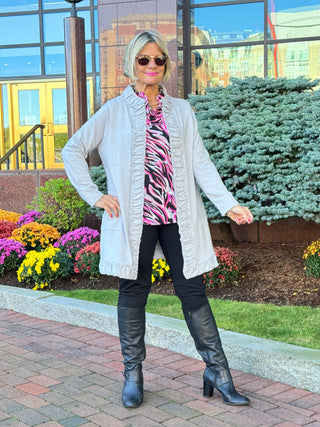 LULU-B ROUGED SILVER CARDIGAN
