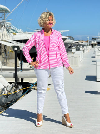 NAUTICAL HOT PINK STRIPED JACKET LULU-B