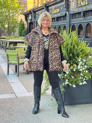 LEOPARD PUFFER  WITH POCKETS