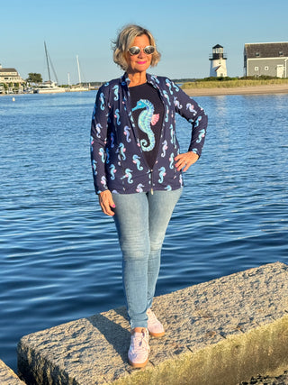 LULU-B NAVY SEAHORSE SWEATER
