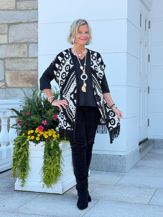 Women's Medallion Crochet Fringe Sleeveless Cardigan Cathys Place