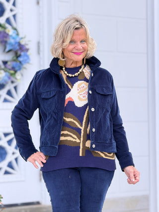 LULU-B NAVY VELOUR JACKET LULU-B
