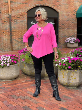 LULU-B HOT PINK ASYMMETRIC TOP